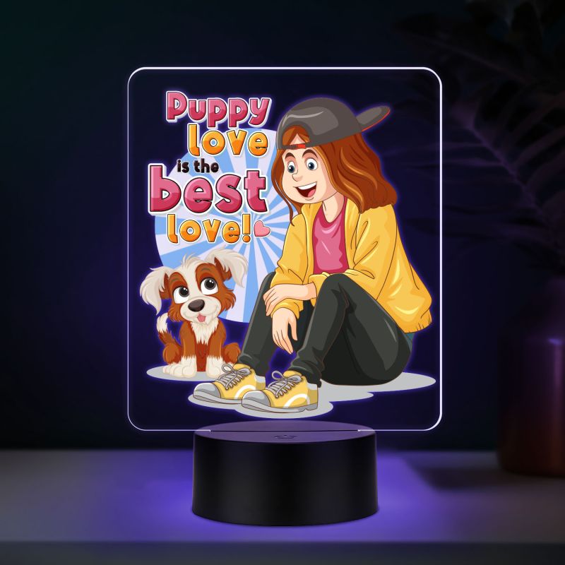 Puppy Love is The Best Love LED Night Light with Color Changing Light, Dog Lover Gift Lamp for Baby, Toddler & Pet Lovers Cute Nursery & Bedside Decor Ideal Gift for Boys, Girls